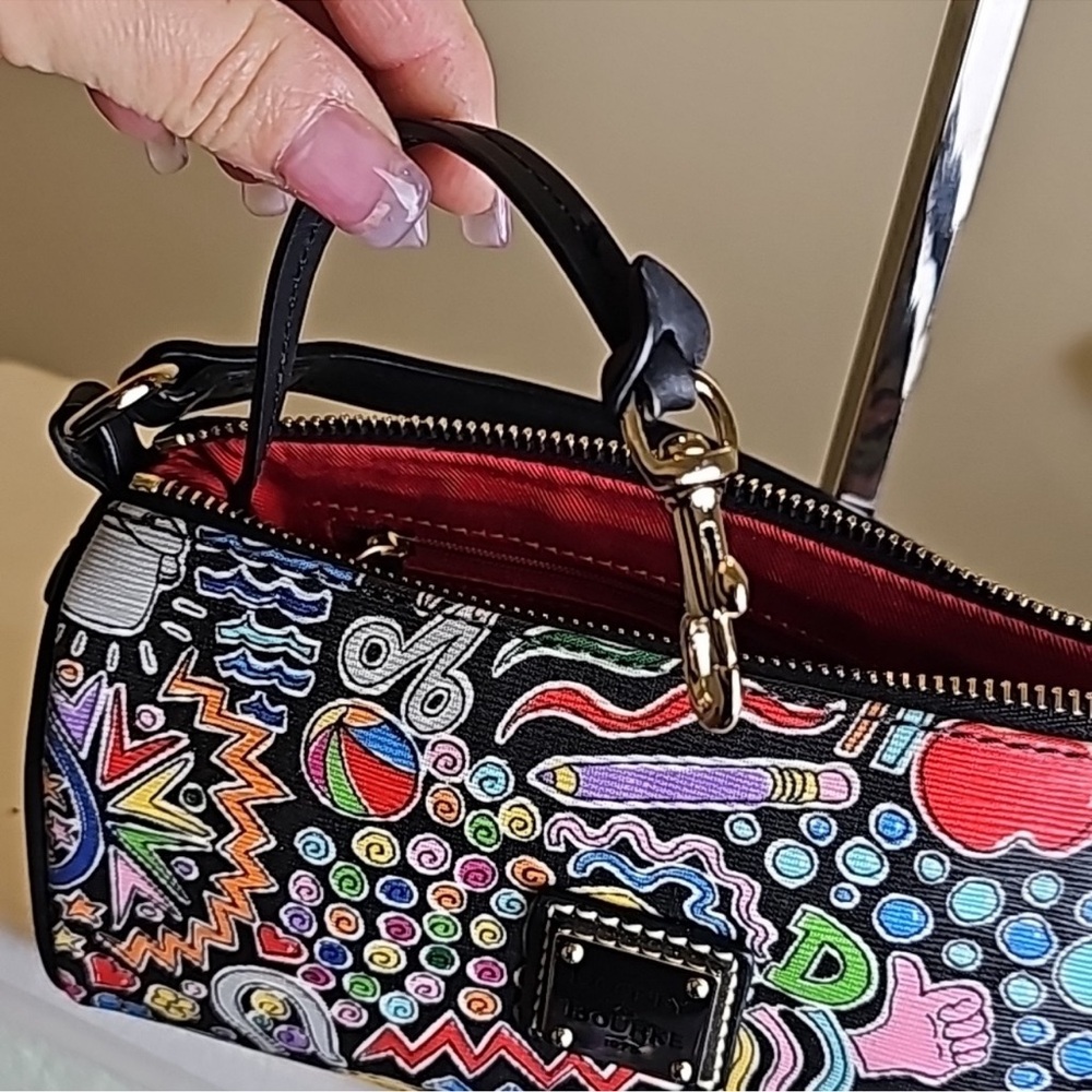 Y2K Dooney & Bourke Whimsy Print Goldtone Hardware Leather Trim Minibag Y2K - Picture 16 of 16